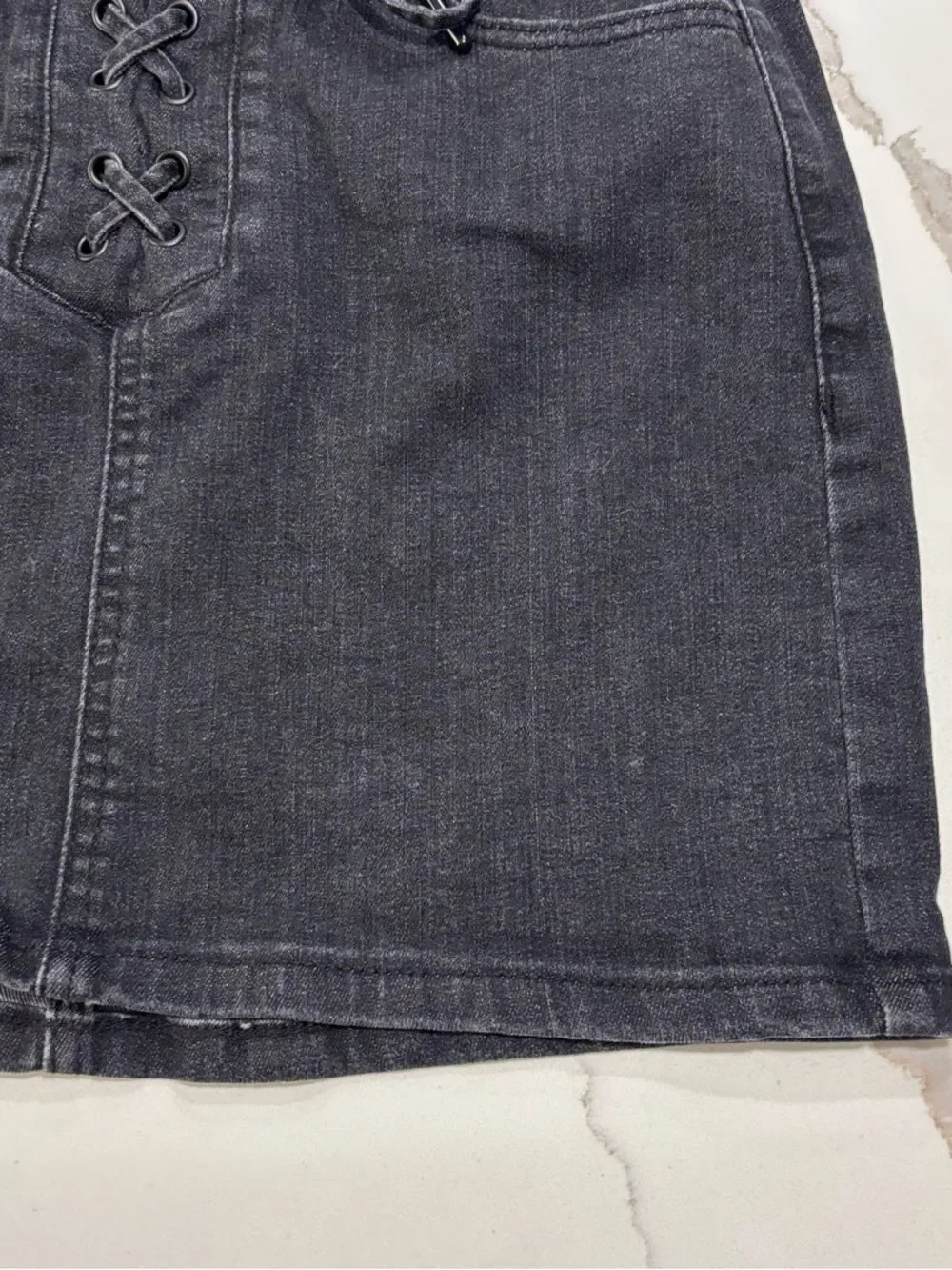 GARAGE Black Lace-Up Denim Mini Jeans Skirt Women’s Small